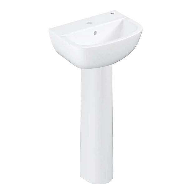 Grohe Bau 450mm 1TH Basin + Full Pedestal 1 Grohe Bau 450mm 1TH Basin + Full Pedestal