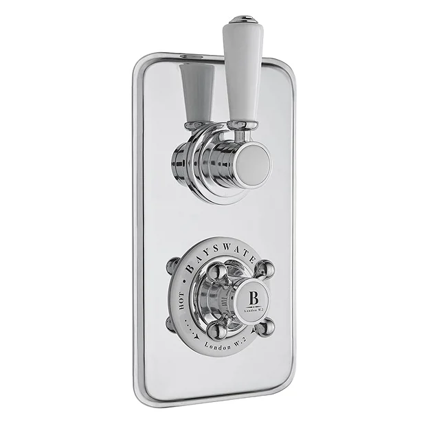 Bayswater White Twin Concealed Thermostatic Shower Valve With Diverter 1 Bayswater White Twin Concealed Thermostatic Shower Valve With Diverter