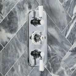 Bayswater White Triple Concealed Thermostatic Shower Valve -Villeroy Shop bayswatershowersd2