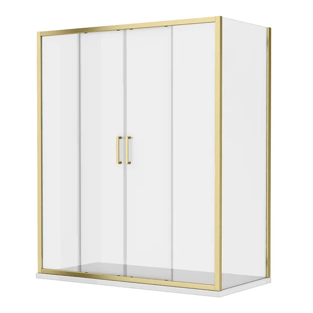 Toreno Brushed Brass 1700 X 800mm Double Sliding Door Shower Enclosure Without Tray 3 Toreno Brushed Brass 1700 X 800mm Double Sliding Door Shower Enclosure Without Tray - Image 3