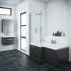 Brooklyn Black Shower Bath - 1700mm L Shaped Incl. Screen + Panel