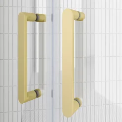 Toreno Brushed Brass 1400 X 800mm Double Sliding Door Shower Enclosure Without Tray