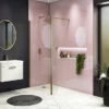 Arezzo 1950mm Brushed Brass Profile Wetroom Screen + Square Support Arm