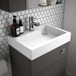 Brooklyn 500mm Gloss Grey 2-In-1 Combined Wash Basin & Toilet -Villeroy Shop bcomgg detail1