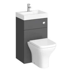 Brooklyn 500mm Gloss Grey 2-In-1 Combined Wash Basin & Toilet