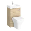 Brooklyn 500mm Natural Oak 2-In-1 Combined Wash Basin & Toilet