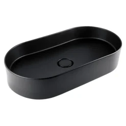 BagnoDesign Teatro Oval Matt Black 650 X 350mm Countertop Basin -Villeroy Shop bdscir102mb d1