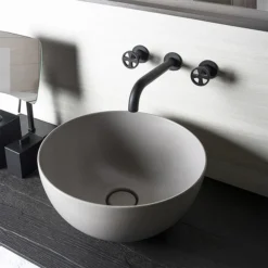 BagnoDesign Matt Grey Koy 400mm Round Countertop Basin -Villeroy Shop bdskoy702mgy d3