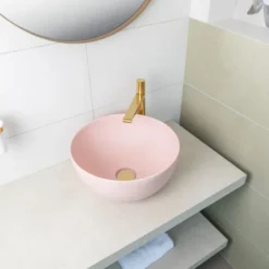 BagnoDesign Matt Pink Koy 400mm Round Countertop Basin