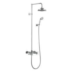 Burlington Eden Thermostatic Two Outlet Exposed Shower Bar Valve, Rigid Riser & Kit With Fixed Head