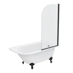 Appleby 1550 Roll Top Shower Bath With Matt Black Screen + Leg Set