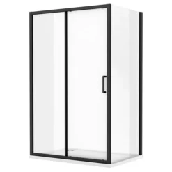 Toreno Matt Black 1000 X 800mm Sliding Door Shower Enclosure Without Tray -Villeroy Shop blk108sdentd1