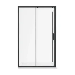 Toreno Matt Black 1000 X 900mm Sliding Door Shower Enclosure + Pearlstone Tray