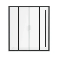 Toreno Matt Black 1700 X 800mm Double Sliding Door Shower Enclosure + Pearlstone Tray -Villeroy Shop blk178sde d3