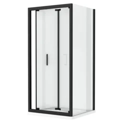 Toreno Matt Black 700 X 700mm Bi-Fold Door Shower Enclosure Without Tray