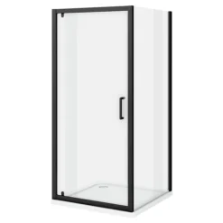 Toreno Matt Black 800 X 800mm Pivot Door Shower Enclosure Without Tray