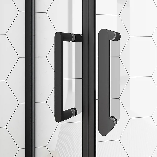 Toreno Matt Black 1400 X 900mm Double Sliding Door Shower Enclosure + Slate Effect Tray 4 Toreno Matt Black 1400 X 900mm Double Sliding Door Shower Enclosure + Slate Effect Tray - Image 4