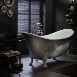 Heritage Lyddington Freestanding Acrylic Bath (1730 X 750mm) With Feet - Stainless Steel Effect