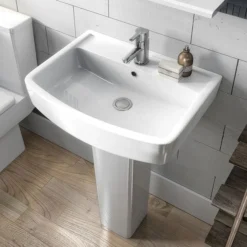 Brooklyn Modern Square Basin + Pedestal (1 Tap Hole) -Villeroy Shop brooklynmodernsquarebasinpedestal1tapholed2