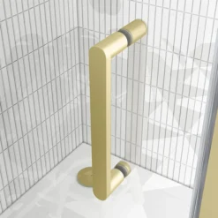 Toreno Brushed Brass 900 X 900mm Bi-Fold Door Shower Enclosure Without Tray