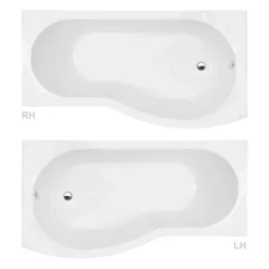 Cruze Curved Shower Bath (1500mm With Screen + Acrylic Panel) -Villeroy Shop bsh15 d1