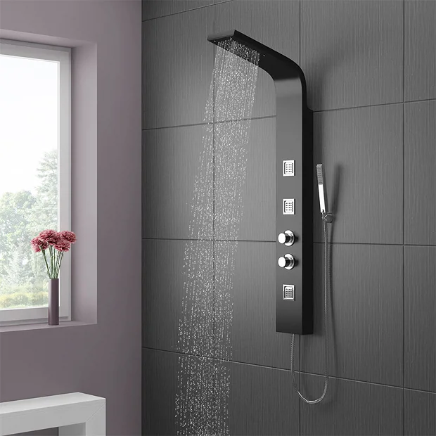 Maverick Tower Shower Panel (Thermostatic) - Black 2 Maverick Tower Shower Panel (Thermostatic) - Black - Image 2