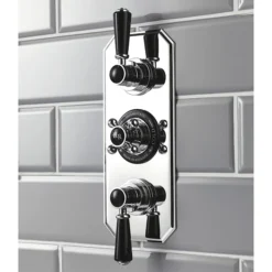 Hudson Reed Topaz Black Triple Concealed Thermostatic Shower Valve -Villeroy Shop btsvt003 d1
