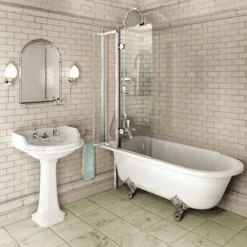 Burlington Hampton LH 1700 X 750mm Showering Bath + Legs -Villeroy Shop burhamplhd1