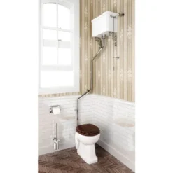 Burlington High Level WC White Ceramic With Angled Extension Pipes