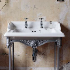 Burlington Classic 65cm Basin With Brushed Aluminium Wash Stand