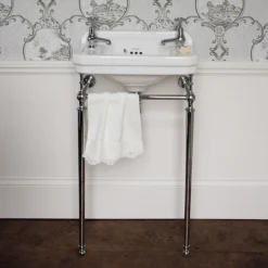Burlington Cloakroom 515mm 2TH Edwardian Basin & Chrome Wash Stand