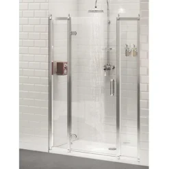 Burlington Traditional Recessed Hinged Shower Door With 2 X Inline Panel
