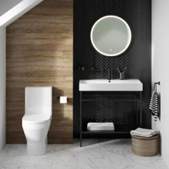 Britton Bathrooms Curve2 Rimless Close Coupled Back-to-Wall Toilet + Soft Close Seat