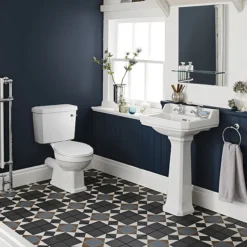 Nuie Carlton Traditional Basin + Pedestal (2 Tap Hole)