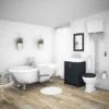 Chatsworth High Level Traditional Toilet W. Graphite Seat & Black Flush Pull Handle