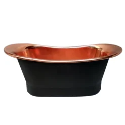 Trafalgar Matt Black 1700 X 710mm Double Ended Slipper Roll Top Bath Tub (Copper Inside) -Villeroy Shop copd417 d2