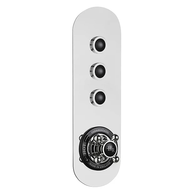 Hudson Reed Topaz Black Traditional Three Outlet Push-Button Shower Valve 1 Hudson Reed Topaz Black Traditional Three Outlet Push-Button Shower Valve