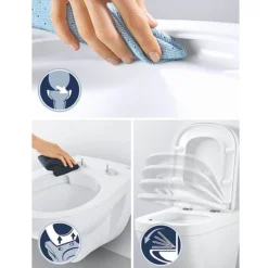 Grohe Cube Ceramic Rimless Wall Hung Toilet With Soft Close Seat + FREE TOILET ROLL HOLDER -Villeroy Shop cubwhwc detail1