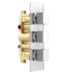 Milan Triple Square Concealed Thermostatic Shower Valve - Chrome -Villeroy Shop cvt001 nw d3