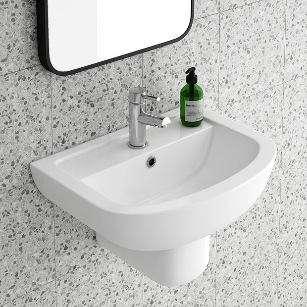 Cruze Basin + Semi Pedestal (550mm Wide - 1 Tap Hole) 2 Cruze Basin + Semi Pedestal (550mm Wide - 1 Tap Hole) - Image 2