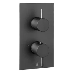 JTP Vos Matt Black Single Outlet Thermostatic Concealed Shower Valve With Designer Handles