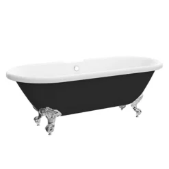 Duke Black 1695 Double Ended Roll Top Bath W. Ball + Claw Leg Set