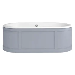 Burlington London 1800mm Bath With Curved Surround & Waste - Classic Grey