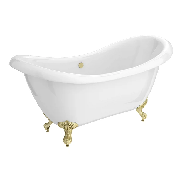 Earl 1750 Double Ended Roll Top Slipper Bath + Brushed Brass Leg Set 3 Earl 1750 Double Ended Roll Top Slipper Bath + Brushed Brass Leg Set - Image 3