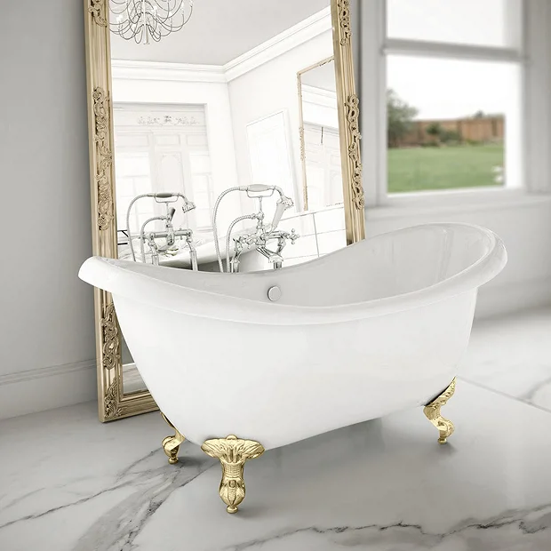 Earl 1750 Double Ended Roll Top Slipper Bath + Brushed Brass Leg Set 2 Earl 1750 Double Ended Roll Top Slipper Bath + Brushed Brass Leg Set - Image 2