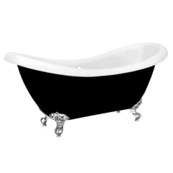 Earl Black 1750 Double Ended Roll Top Slipper Bath W. Ball + Claw Leg Set