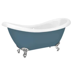 Earl Blue 1750 Double Ended Roll Top Slipper Bath W. Ball + Claw Leg Set