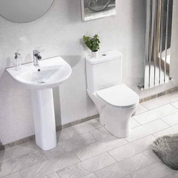 Eclipse Bathroom Basin + Full Pedestal (555mm Wide - 1 Tap Hole) 4 Eclipse Bathroom Basin + Full Pedestal (555mm Wide - 1 Tap Hole) - Image 4