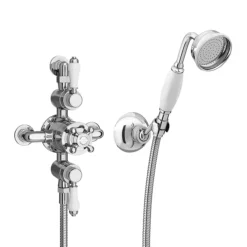 Trafalgar Triple Exposed Thermostatic Shower (inc. Valve, Elbow, Handset + Fixed Shower Head) -Villeroy Shop egly25pk1 d1