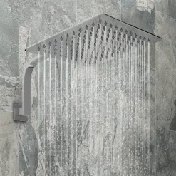Milan Square Push-Button Concealed Shower Valve With 300x300mm Shower Head + Curved Arm
